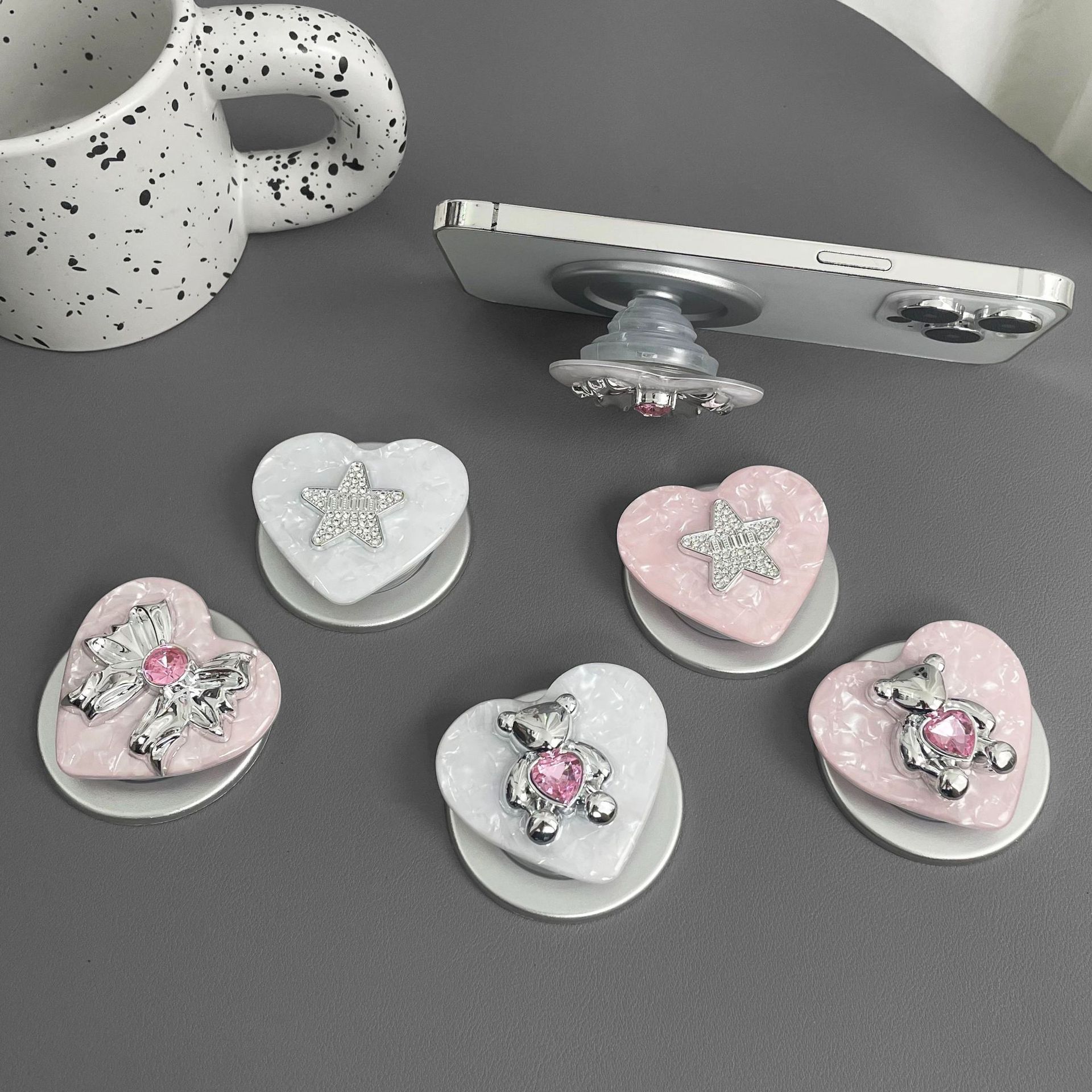 Phone Accessories Stand - Shimmer Shell Magnetic Phone Grip Stand