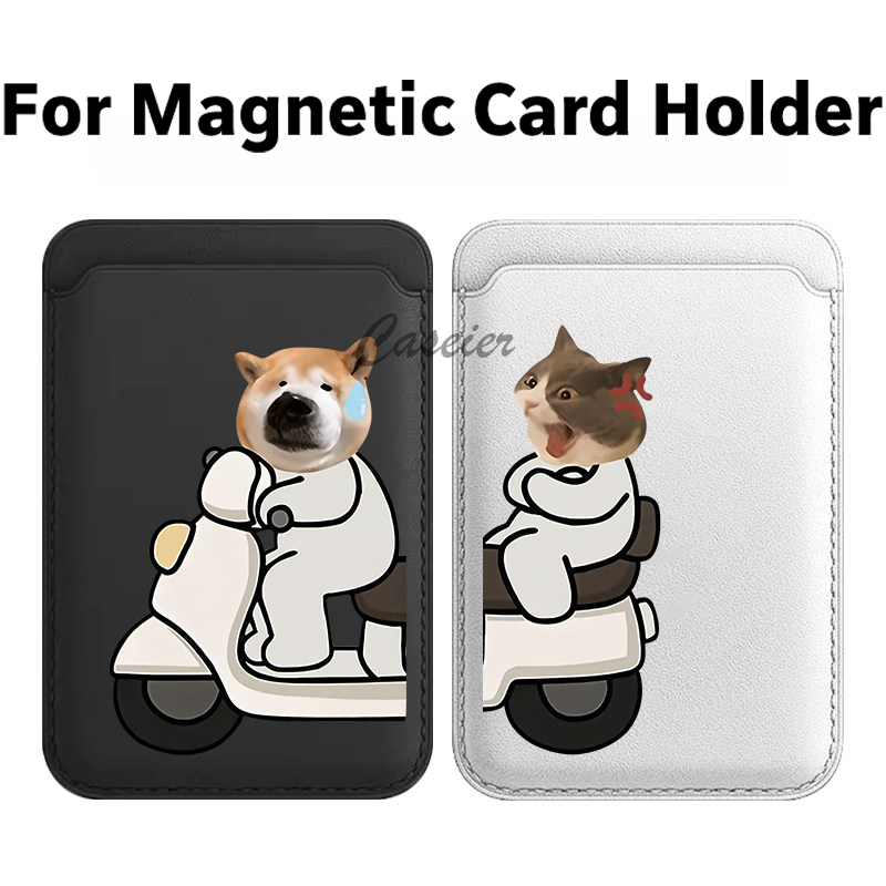 Phone Accessories For Android - Cycling Cat Dog Magnetic Leather Wallet